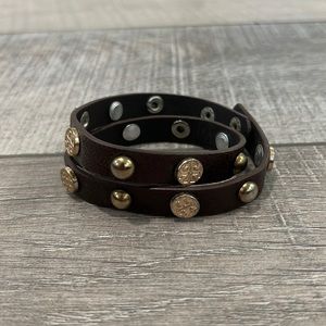 Tory Burch brown leather wrap bracelet